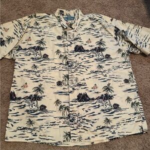 Big Dogs Cream and Black Island Print Men's Shirt